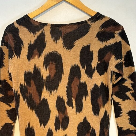 Leopard Print Wool Blend Bodycon Knit Dress - Picture 7 of 9